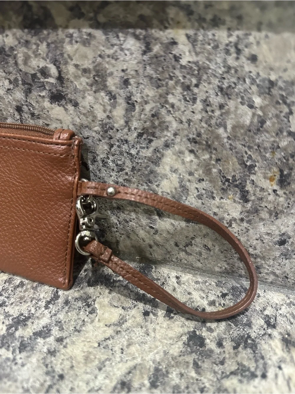 Leather Wristlet Pouch in Brown Liz Claiborne